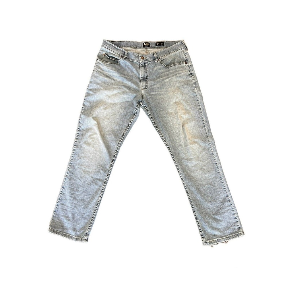 Vintage Lee Jeans Mens Size 34 Straight Leg Blue Denim Distressed Cotton 34x30